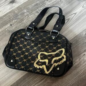 fox racing gold monogram fox print shoulder bag purse